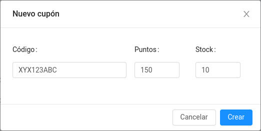 Crear Cupón